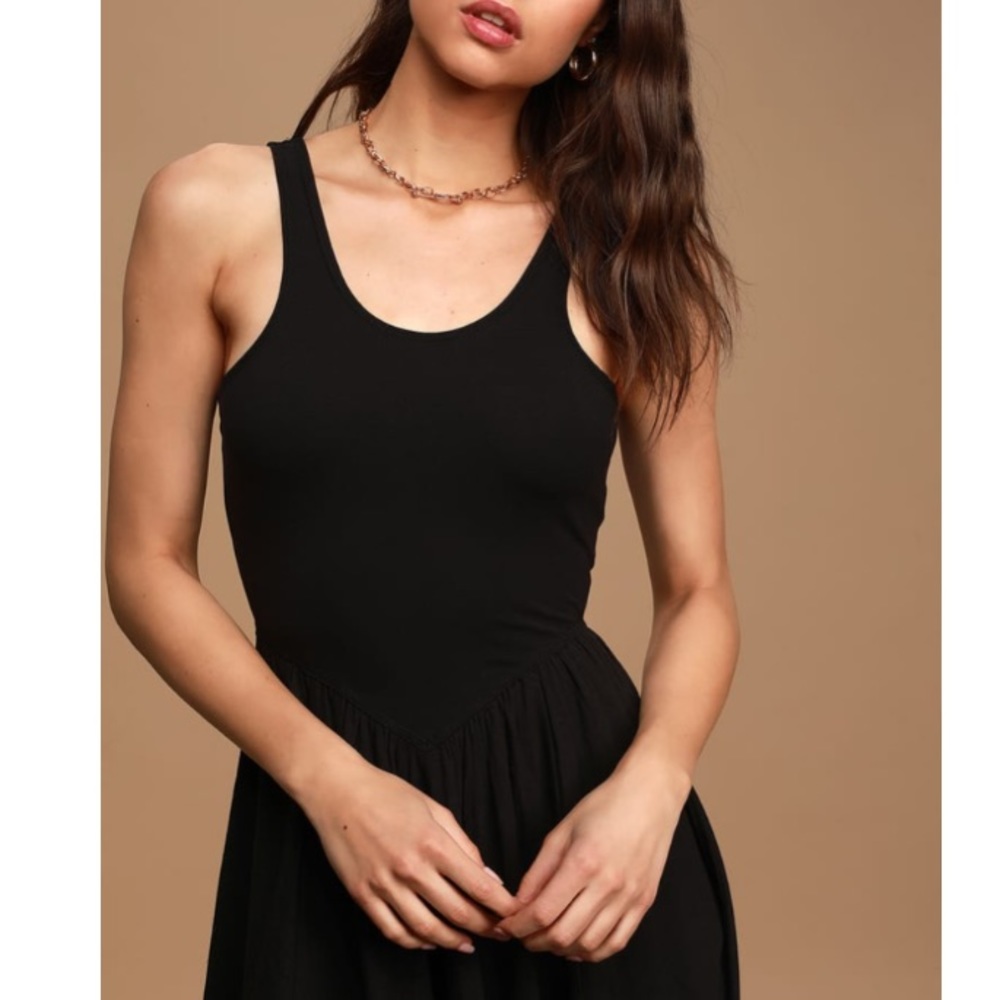 Free People Black Midi Dress with Scoop Neck - Picture 8 of 15